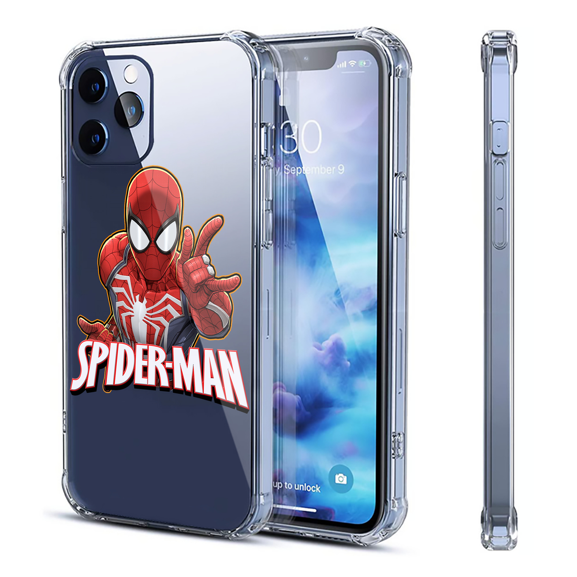 （画像用） Spider Man スパイダーマン 【iPhone 12シリーズ対応】透明スマホケース（クリアソフトケース）